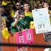 Notre Dame fans hold signs up during a live broadcast of ESPN's "College GameDay" at Ingalls Mall on the University of Michigan campus on Saturday, September 7, 2013. Melanie Maxwell | AnnArbor.com